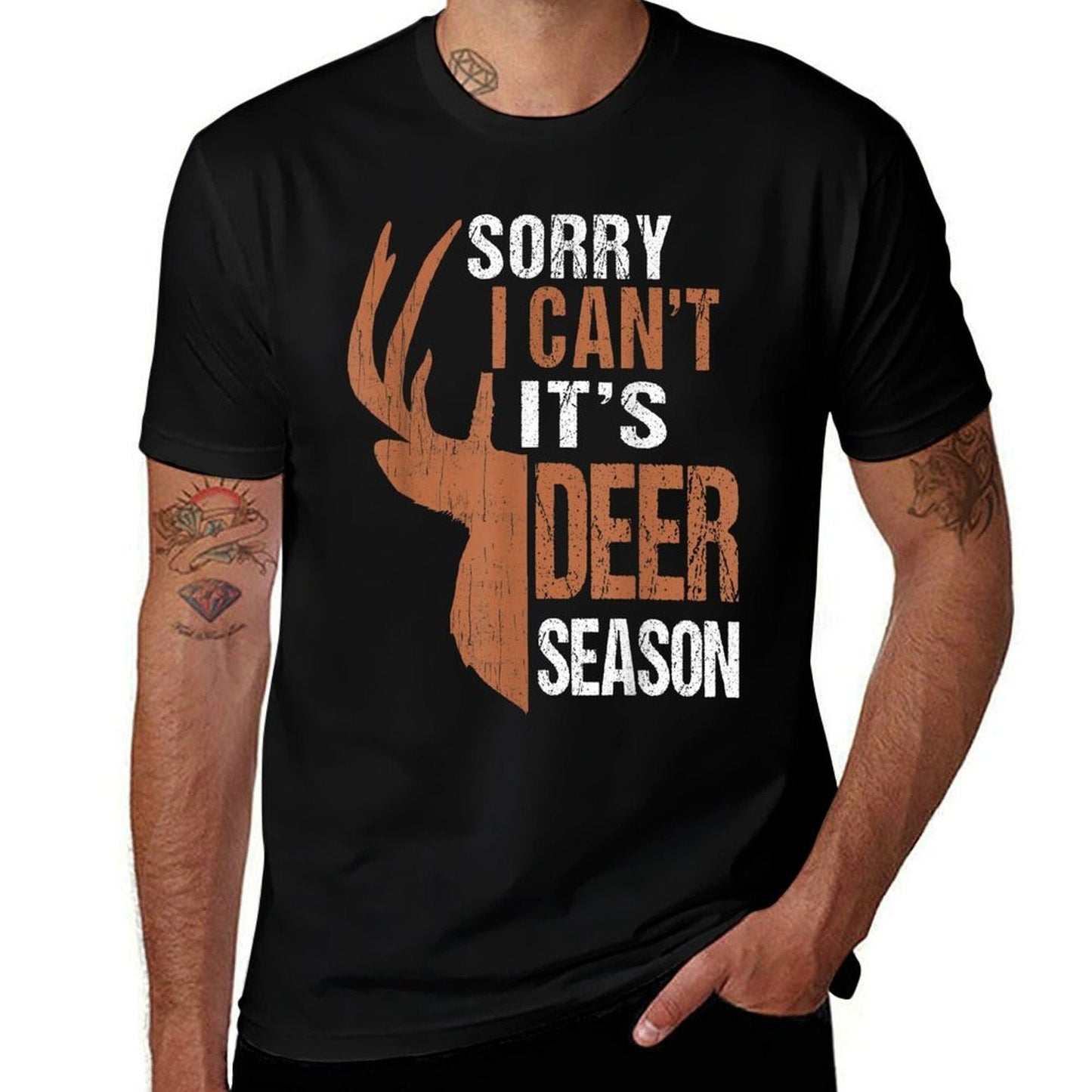 Hunting Sorry Deer Season Funny Hunter Dad Father Day Gift  Summer-ready Fabric T-Shirt